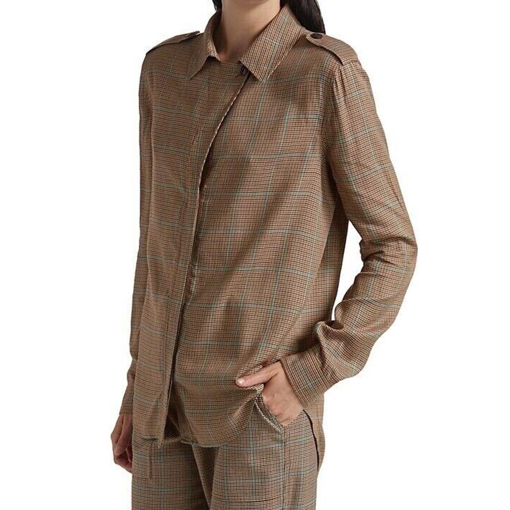 Rag & bone NWT Women's Tan Multi Field Plaid Shirt Size S - Picture 9 of 9